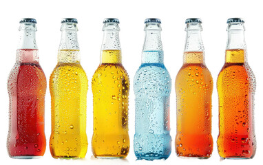 Set of fresh ice cold beverage bottles Isolated on Transparent background.