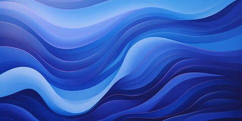 Whimsical cartoon depiction of gradient waves in cobalt and sapphire, showcasing the rhythmic movement with a raw and vibrant artistic flair.