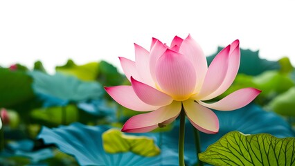 Exquisite lotus flower isolated against pure white backdrop