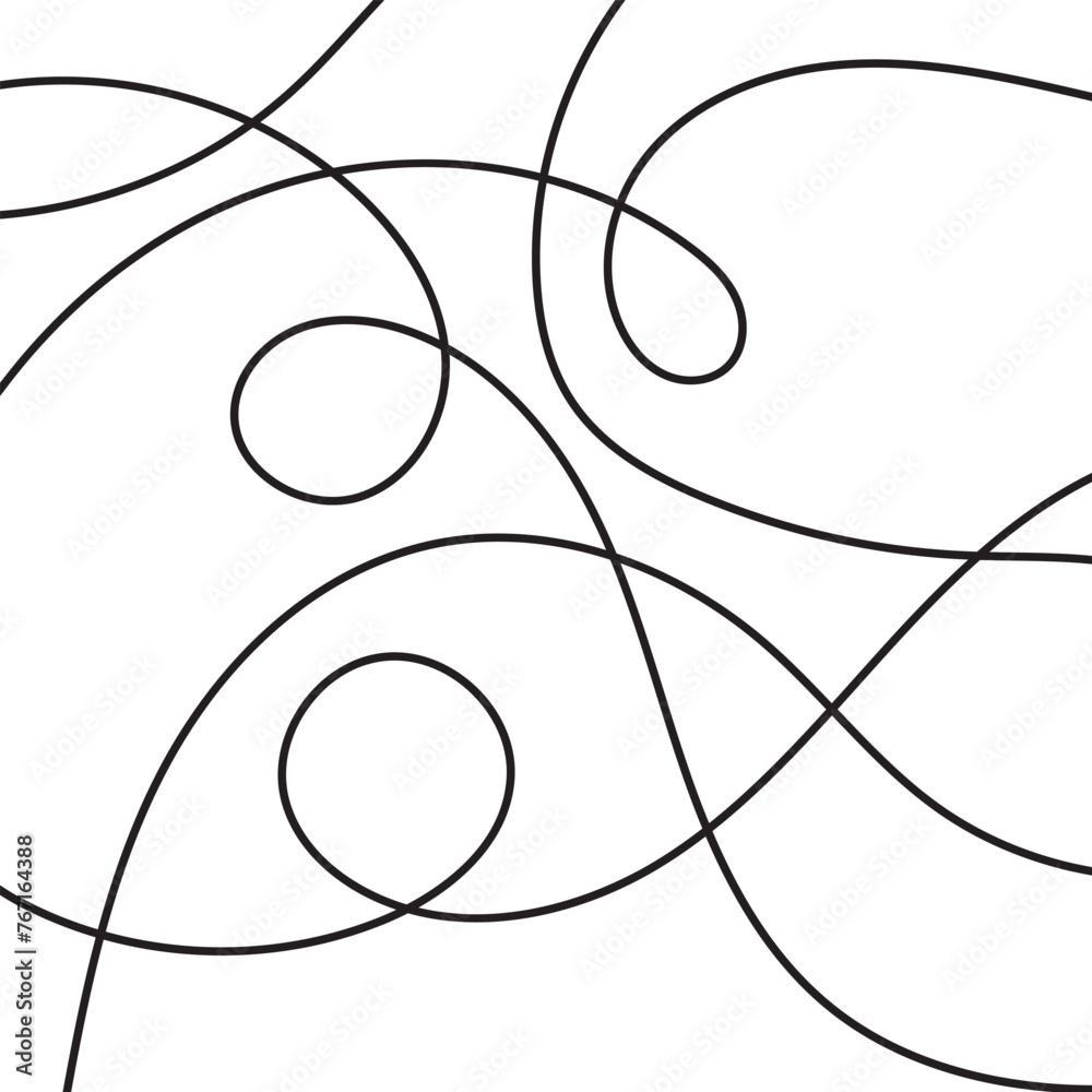 Wall mural thin line wavy abstract vector background. curve wave seamless pattern. line art striped graphic tem
