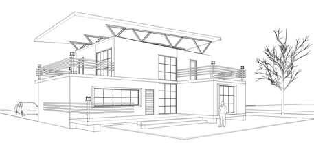 modern house 3d illustration