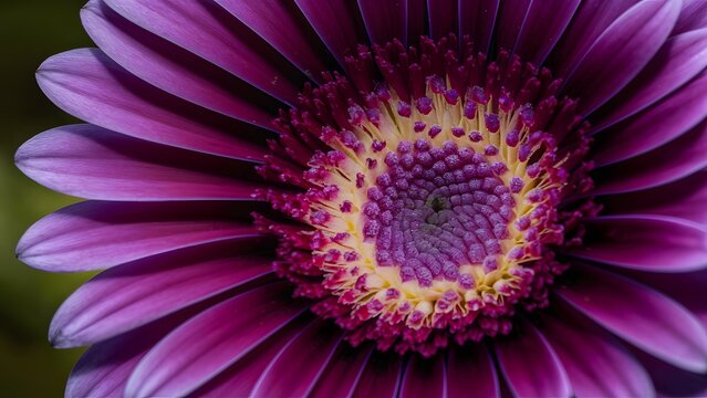 Extreme detailed macro of purple gerbera flower with soft petals