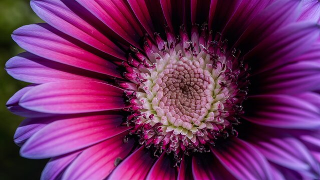 Extreme detailed macro of purple gerbera flower with soft petals