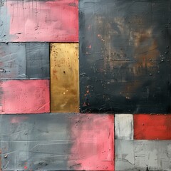 Abstract of acrylic in rose gold-black-whites minimalist style