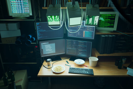 Advanced Surveillance Command Center with High-Tech Monitors & Equipment