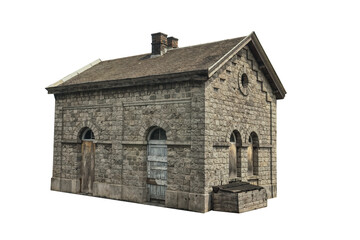 Cutout of old abandoned farm house isolated transparent png
