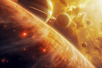 Creative futuristic photography of planets in space . - obrazy, fototapety, plakaty