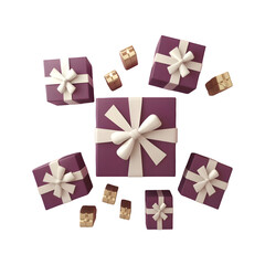 gift boxes with ribbon png isolated on transparent background