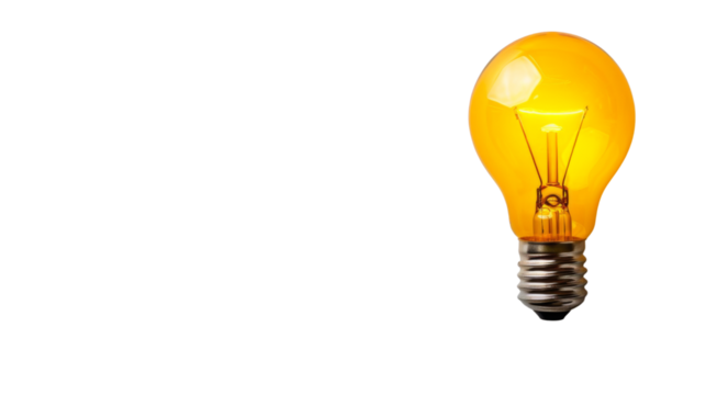Yellow light bulb transparent background