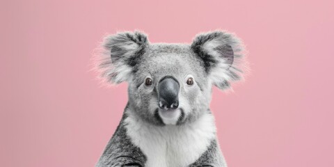 Fototapeta premium Minimalist Koala Portrait on Pink