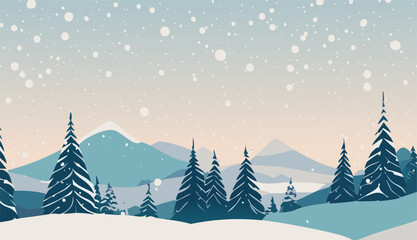 Winter landscape in the mountains