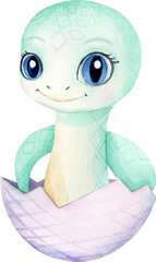 Hand Drawn Watercolor Illustration Of Cute Cartoon Snake