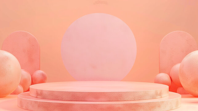 3d render Peach fuzz pantome color Background podium product display