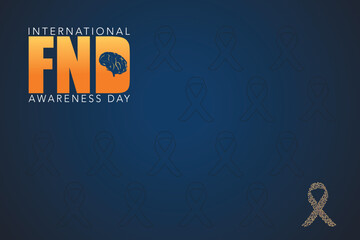 FND (functional neurological disorders) Awareness Day vector illustration. Brain and ribbon banner. use to background, banner, placard, card, and poster design template with text inscription