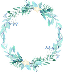 Hand Drawn Watercolor Christmas Wreath