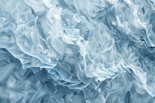 A 3D-rendered ice texture close-up, showing detailed frost and icicle formations, ideal for cold environment backdrops