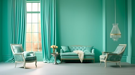 Smooth transition from mint green to a serene turquoise backdrop.