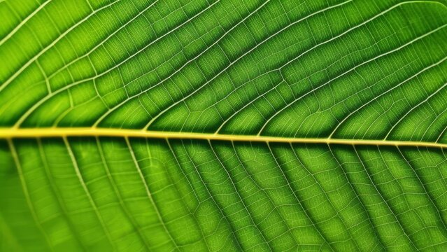 A leaf with a green color and a lot of veins. The veins are very visible and the leaf is very thin