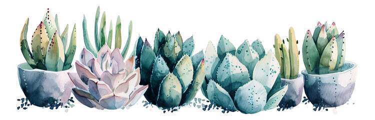 Watercolor style plant elements combination on a transparent background - Powered by Adobe