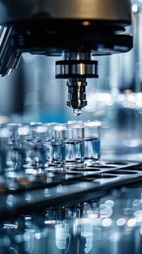 A macro shot of a chromatography process in a pharma lab highlighting the purification of drug compounds