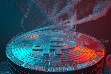 Obraz premium Advanced Visualization of Bitcoin's Digital Circuitry in a Futuristic Cyberspace