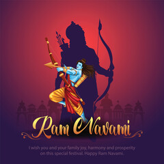 Happy Ram navami festival of India. abstract vector illustration design - obrazy, fototapety, plakaty