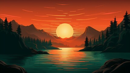Picture a dynamic sunrise gradient background, where vibrant oranges dissolve into calming greens, offering an animated stage for graphic designs. - obrazy, fototapety, plakaty