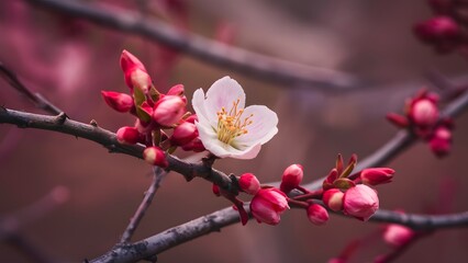 Gentle background with pink buds includes one large set