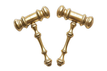 Gavels symbolizing judicial authority ,isolated on white background or transparent background. png cutout clipart - obrazy, fototapety, plakaty