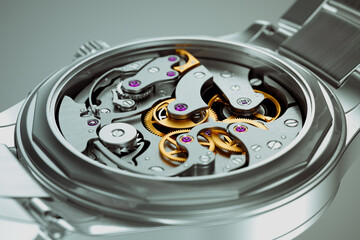 Exquisite Close-up Detail of Luxury Watch Mechanical Movement