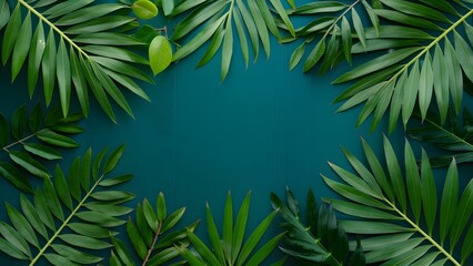 Fototapeta na wymiar Green leaves of tropical plants arrangement indoors for nature concept