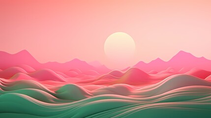Immerse yourself in a dynamic sunrise gradient background, as vibrant pinks dissolve into soothing greens, offering an animated space for graphic designs. - obrazy, fototapety, plakaty
