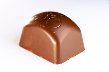 Square chocolate candy on a white background