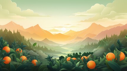 Immerse yourself in a dynamic sunrise gradient background, as vibrant oranges dissolve into soothing greens, offering an animated setting for graphic designs.