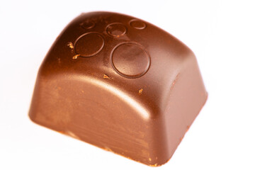 Square chocolate candy on a white background