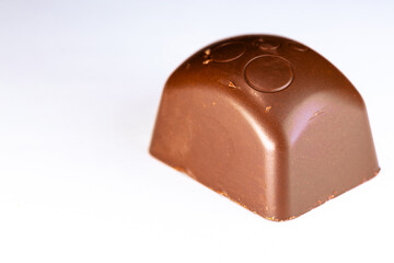 Square chocolate candy on a white background