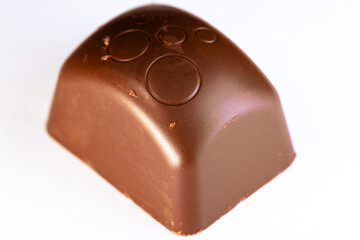 Square chocolate candy on a white background