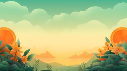 Fototapeta na wymiar Immerse yourself in a dynamic sunrise gradient background, as vibrant oranges dissolve into soothing greens, offering an animated setting for graphic designs.