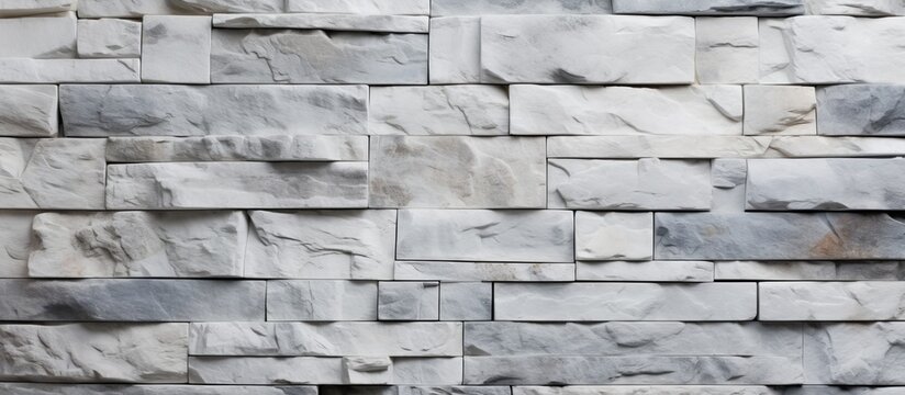 A detailed closeup of a rectangular grey brick wall, showcasing the intricate brickwork pattern. The monochrome photography highlights the beauty of this composite material, resembling a stone wall