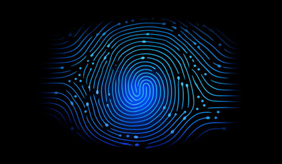 Technology background with fingerprint on dark background - 767177718