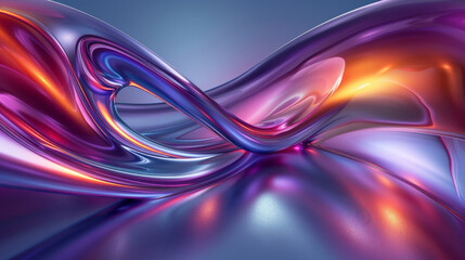 A dynamic abstract image is created by a 3D digital art of flowing fluid with a nicely balanced combination of warm and cold colours. - obrazy, fototapety, plakaty
