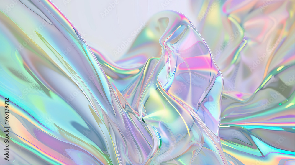 Fototapete abstract 3d background with colorful iridescence waves