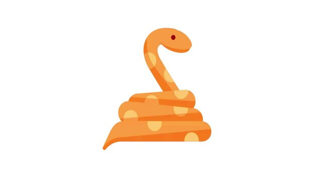 Snake Flat Animated Icon on transparent Background. Cartoon animation of snake. 