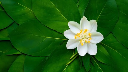 Isolated jasmine tea flower and leaves on white background