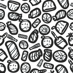 Sweet Treats Line Drawing Seamless Pattern