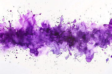 Violet ink splatter spread on white backdrop - obrazy, fototapety, plakaty