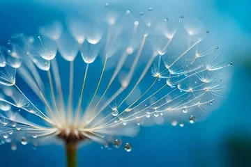 Foto op Plexiglas dew drops on a dandelion seed macro © Ateeq