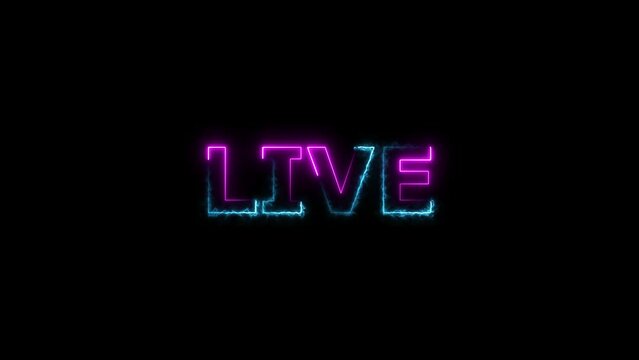 Neon line live text animation.