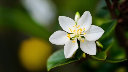 Fototapeta premium Jasmine flower beauty highlighted with selective focus on background