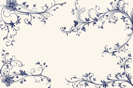 Hand-drawn floral frames, corners, dividers, calligraphic lines, borders, and swirls, vintage style illustration